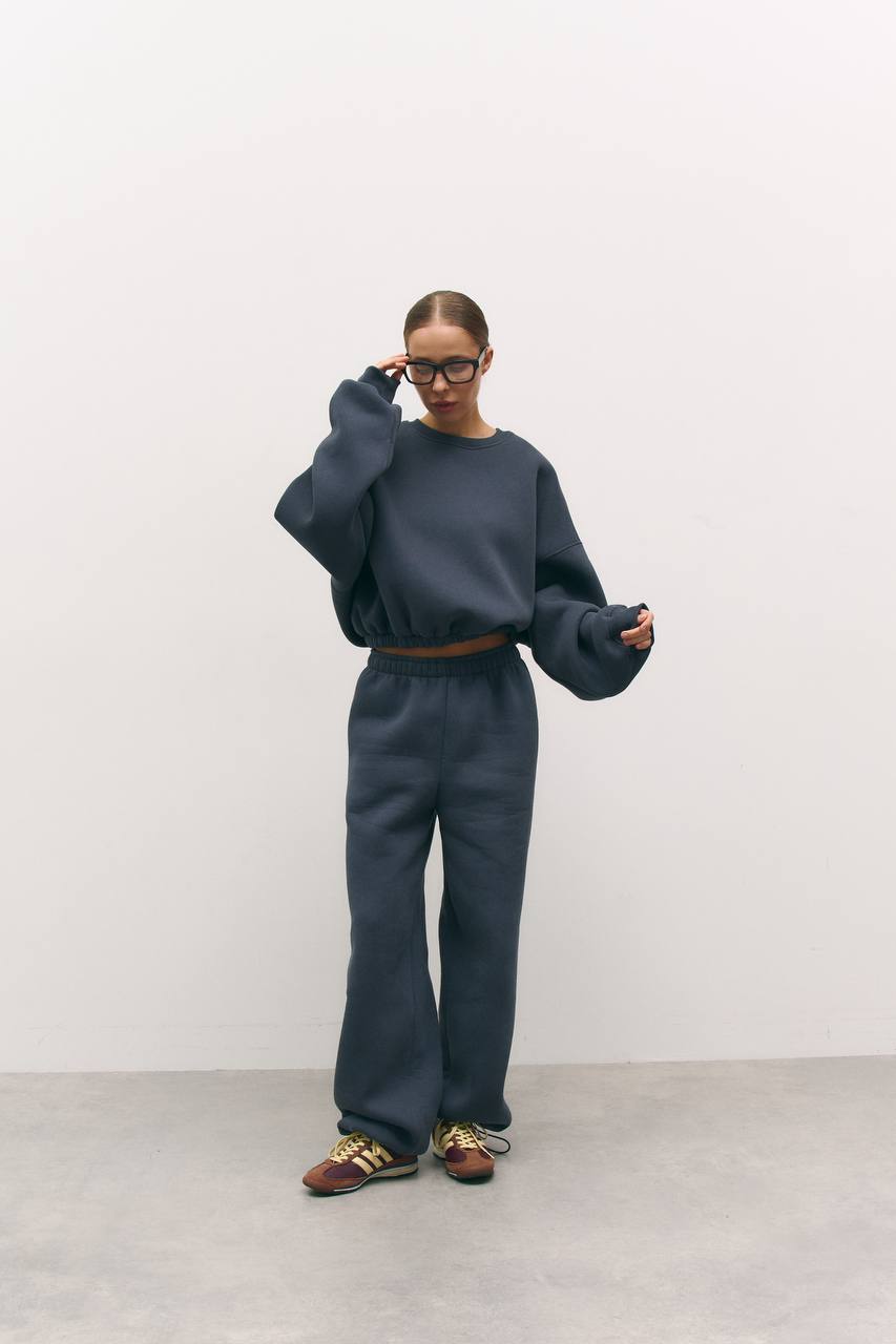 Світшот з утепленням темно-синій