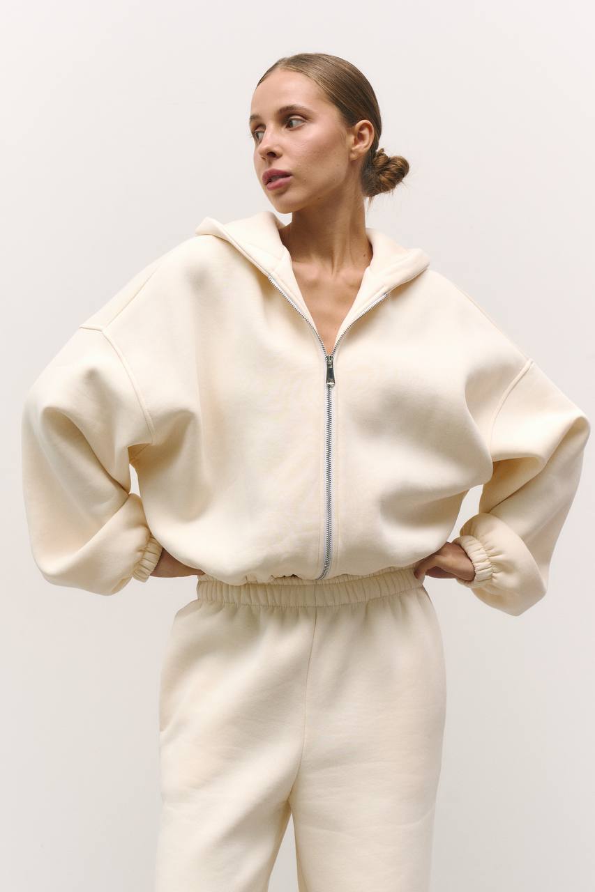 Зіп-худі на фіксаторах із утепленням вершкове масло