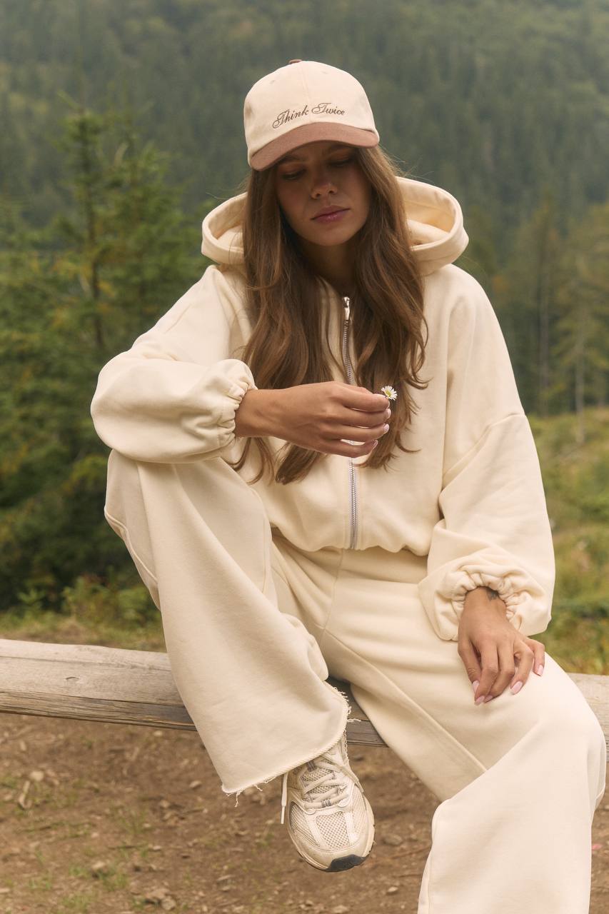 Зіп-худі на завʼязках вершкове масло