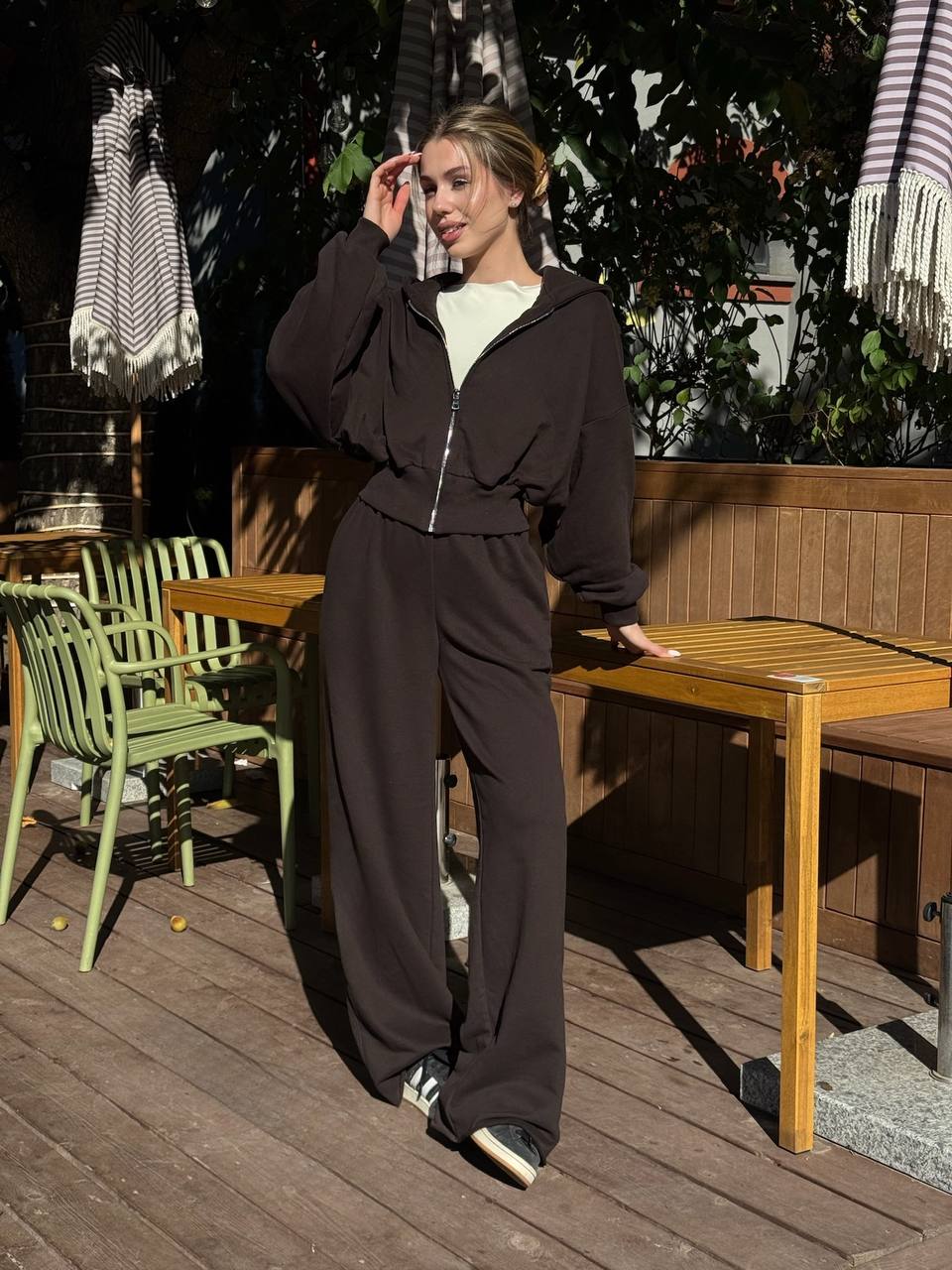 Штани палаццо шоколад