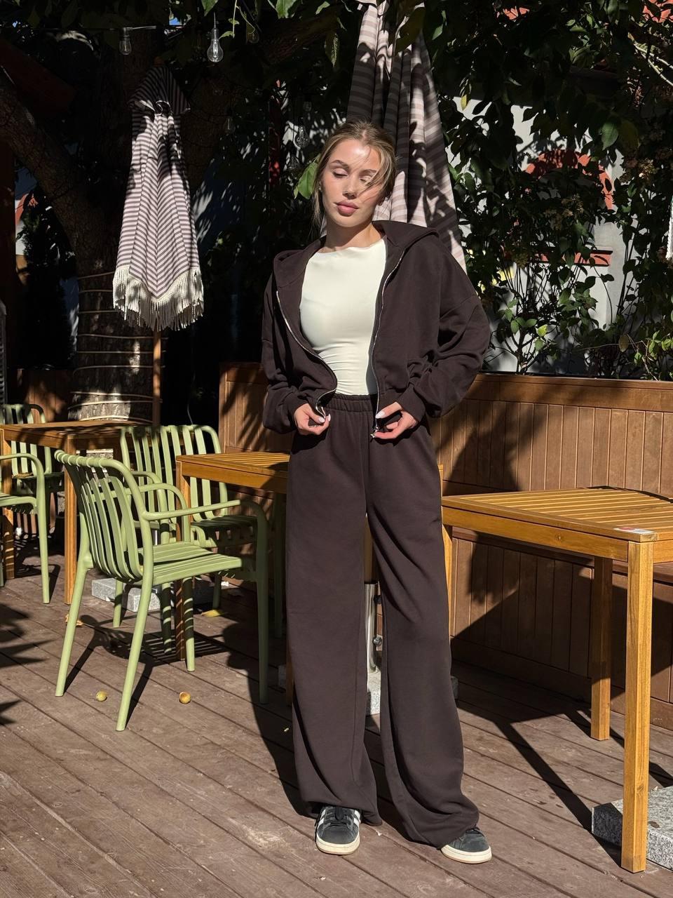 Штани палаццо шоколад