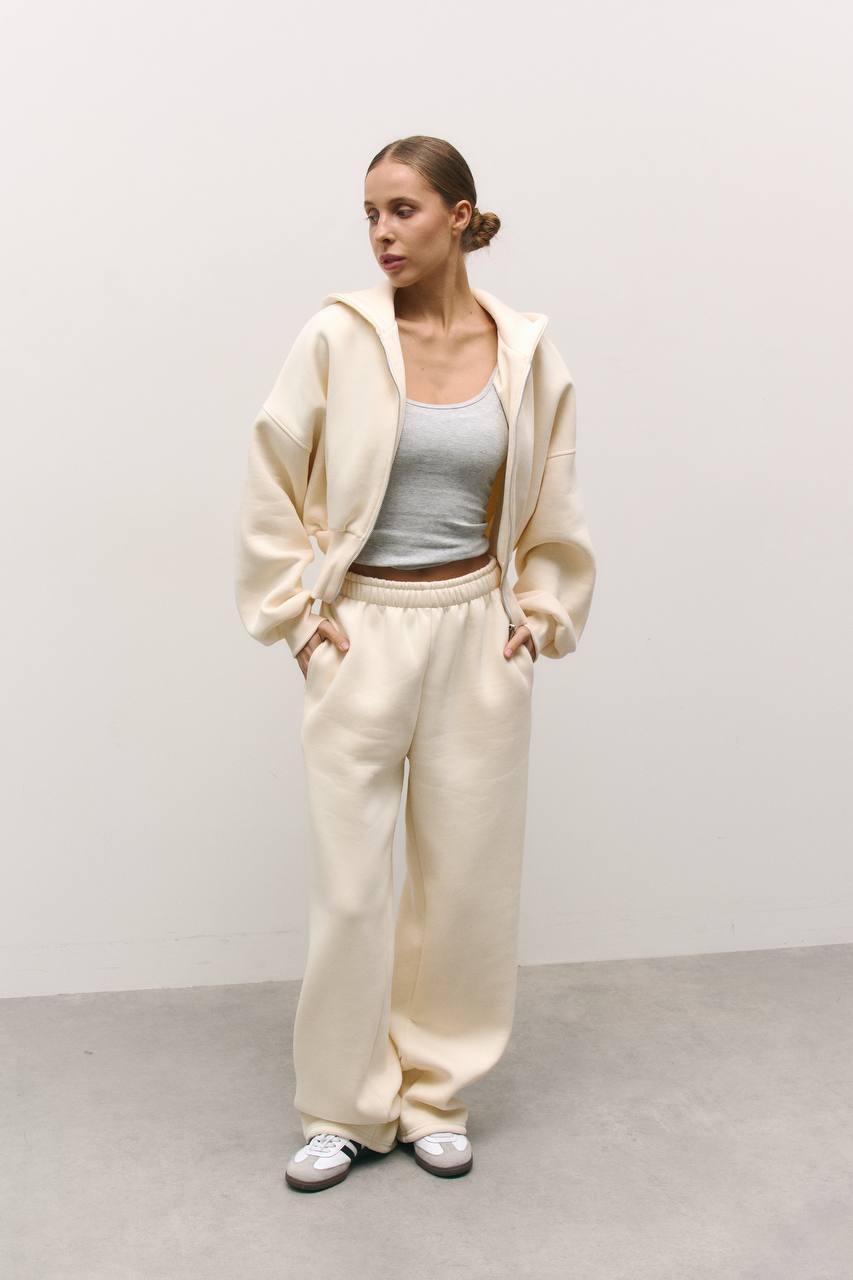 Костюм з утепленням із приталеною резинкою вершкове масло