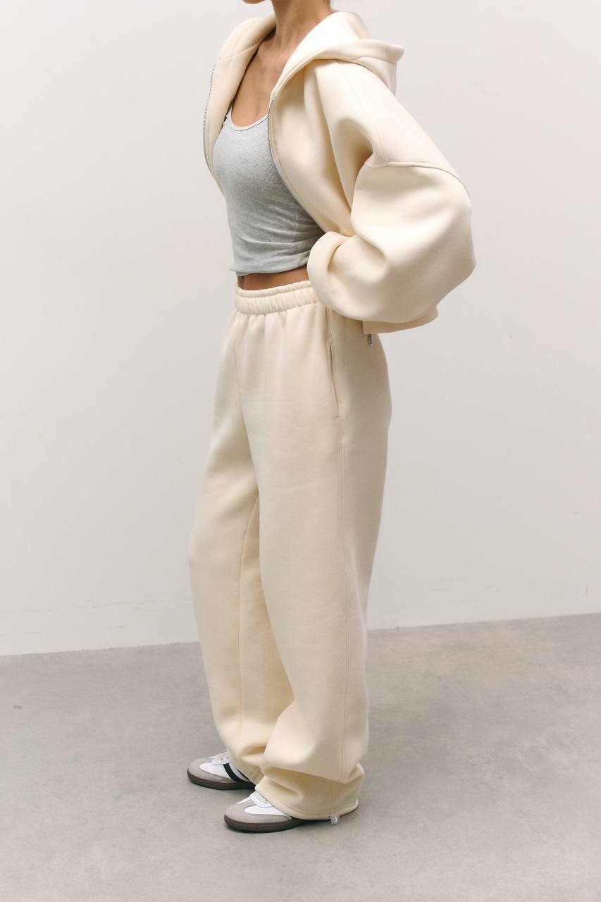 Костюм з утепленням із приталеною резинкою вершкове масло