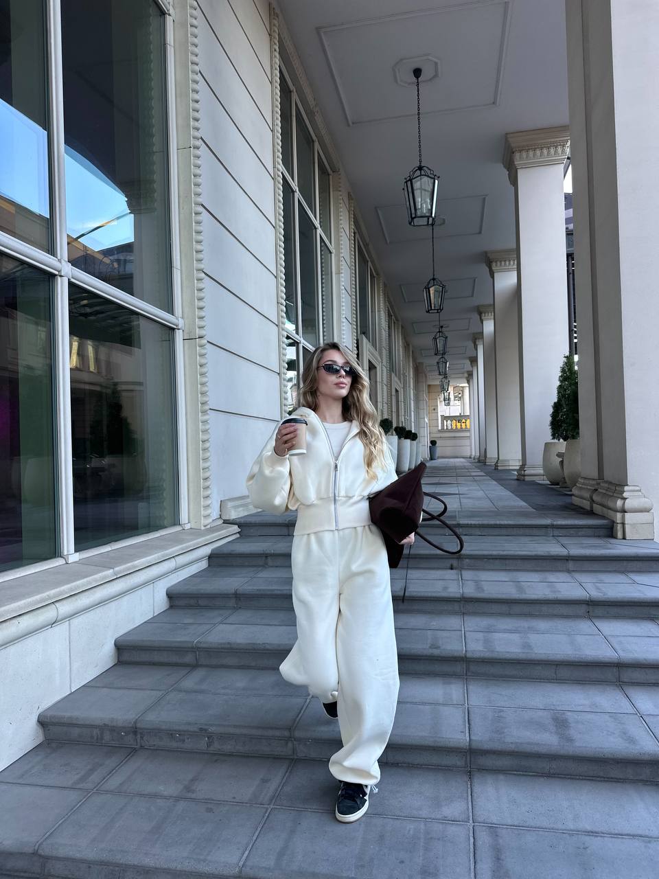 Костюм з утепленням із приталеною резинкою вершкове масло