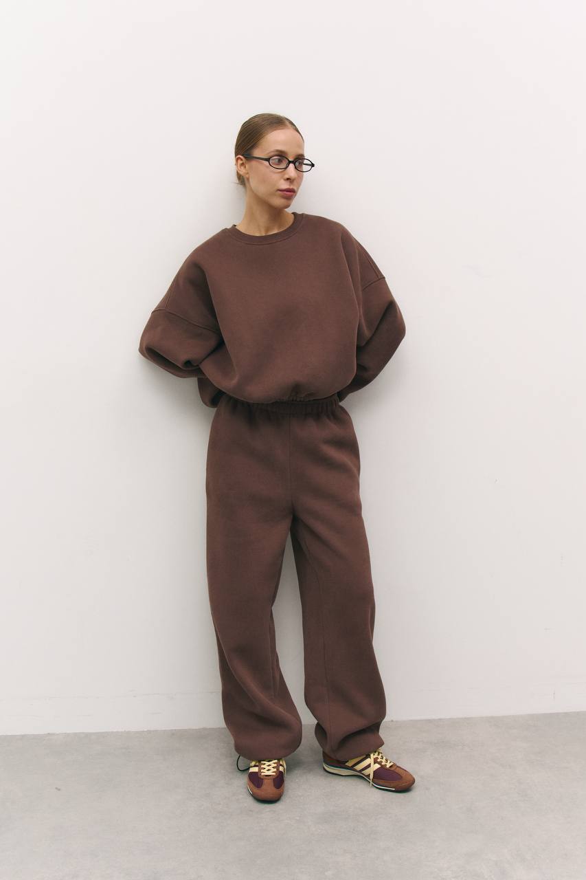 Костюм з утепленням із світшотом шоколад