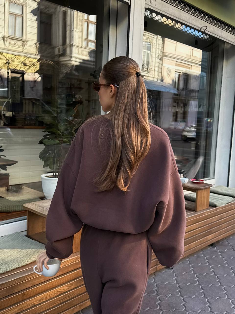 Костюм з утепленням із світшотом шоколад