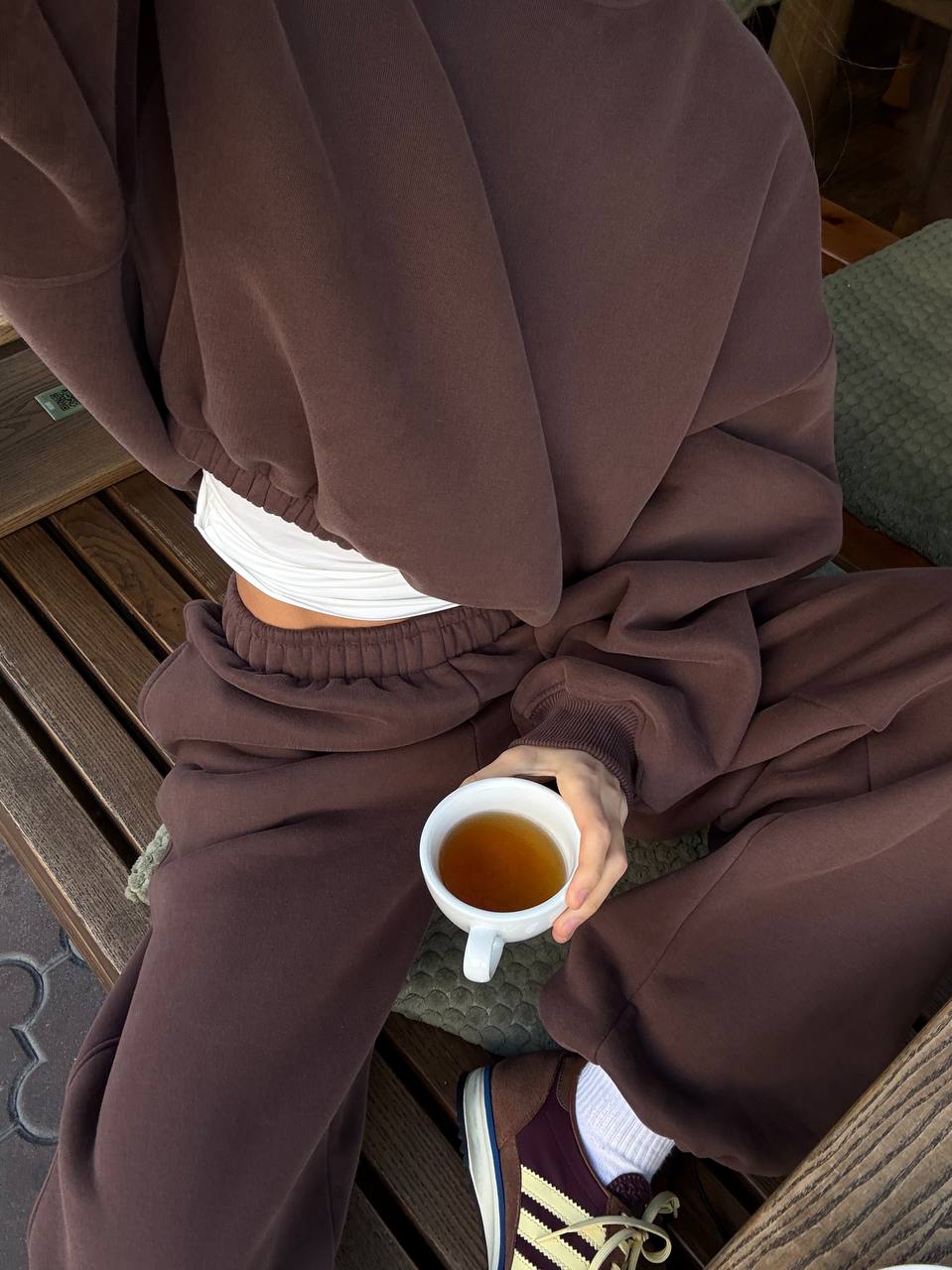 Костюм з утепленням із світшотом шоколад