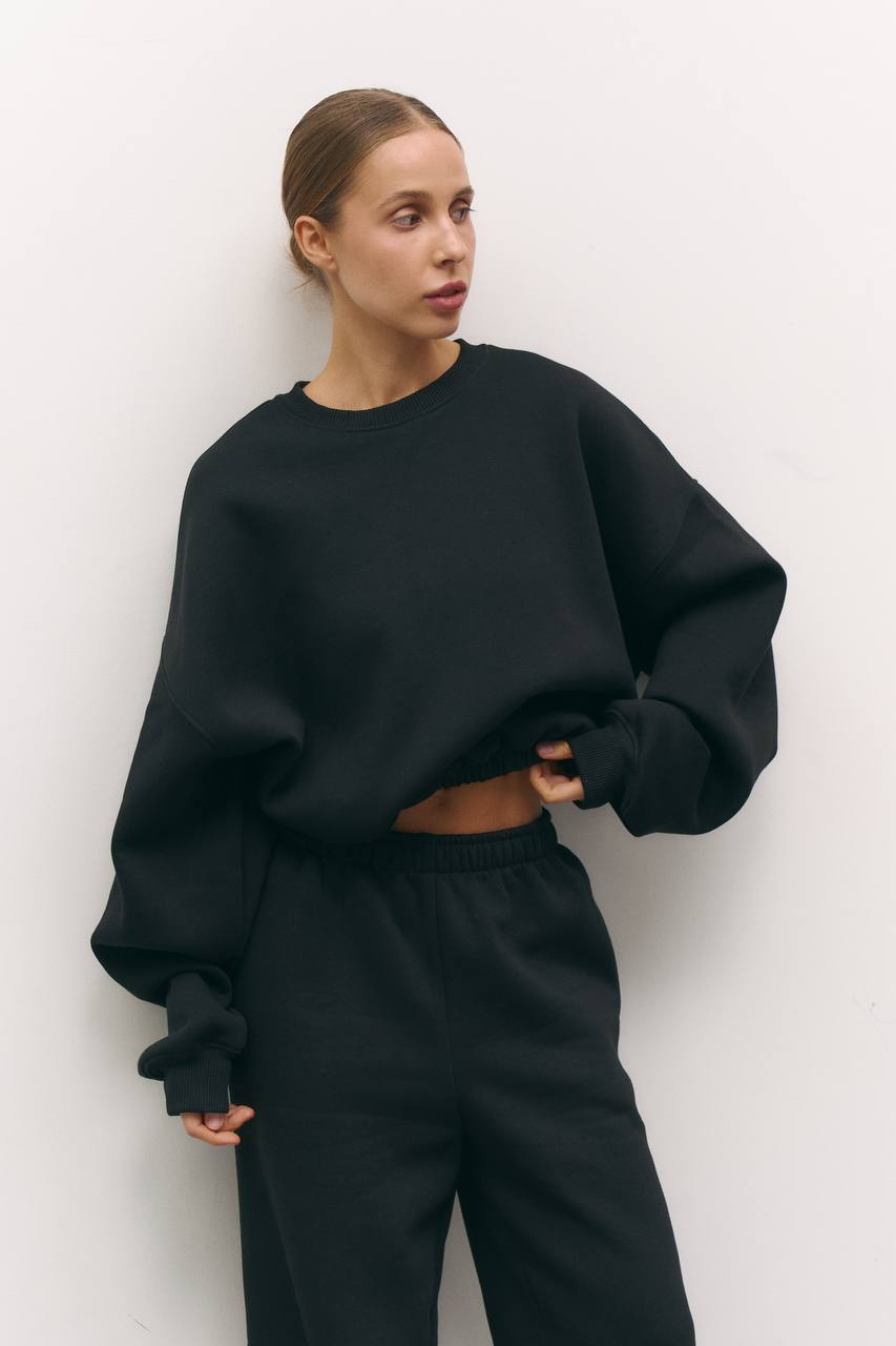 Костюм з утепленням із світшотом чорний