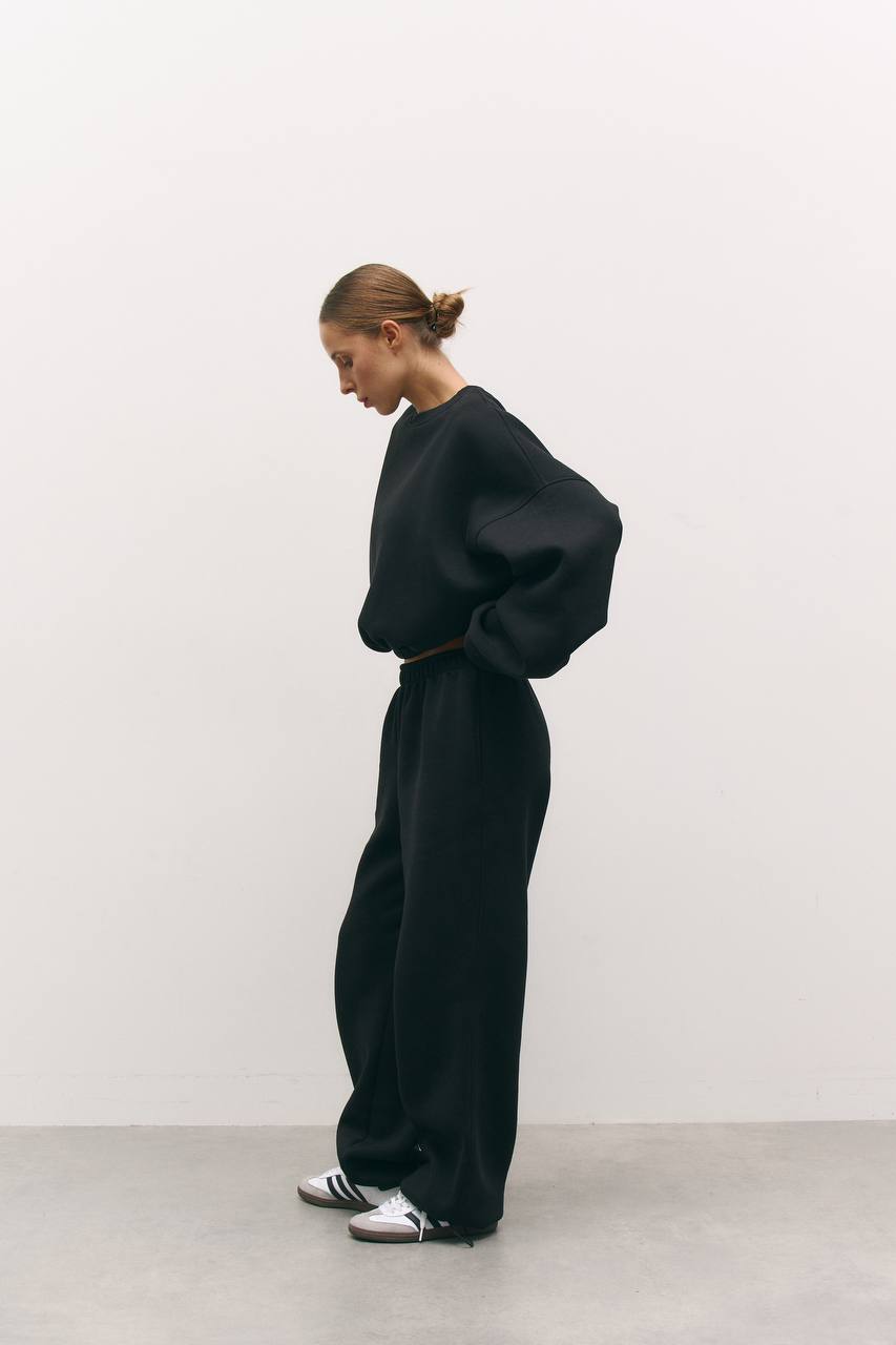 Костюм з утепленням із світшотом чорний