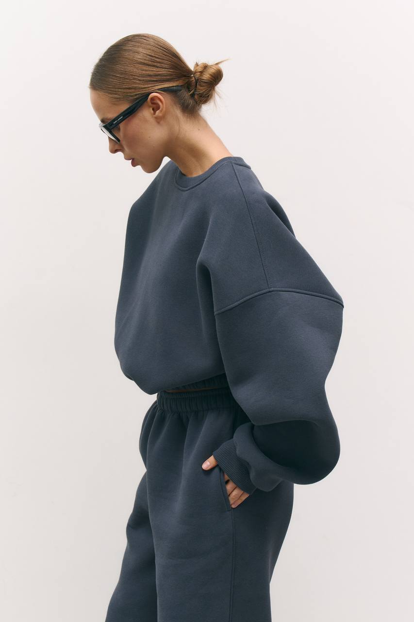 Костюм з утепленням із світшотом темно-синій