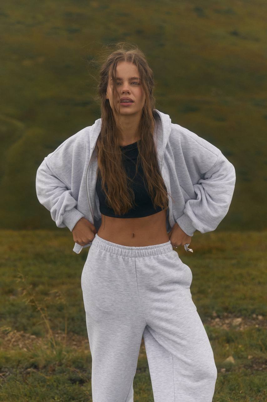 Костюм із приталеною резинкою меланж