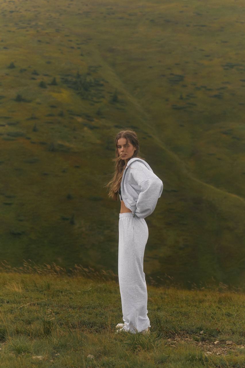 Костюм із приталеною резинкою меланж