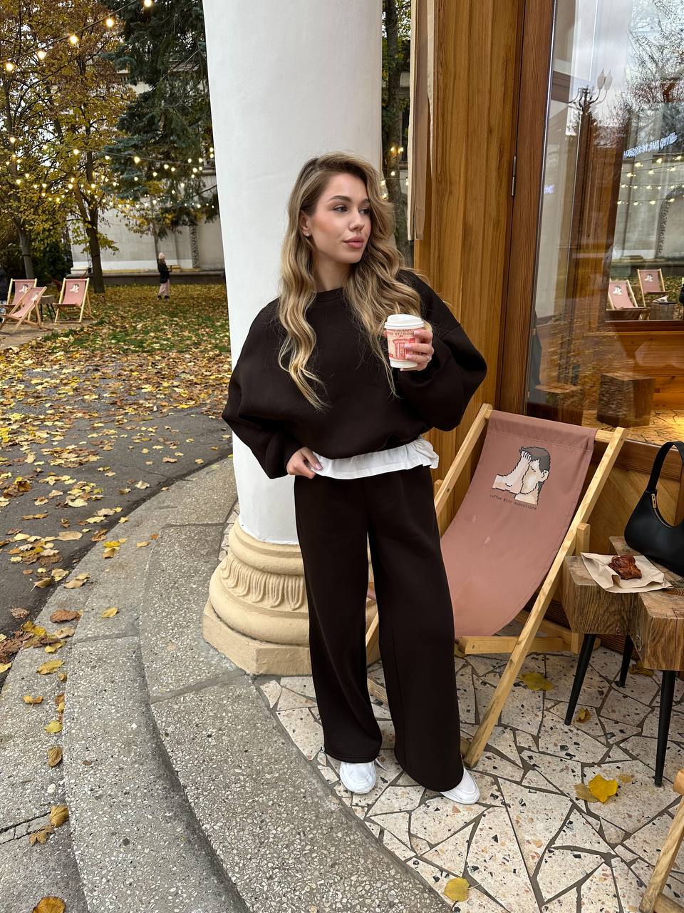 Костюм з утепленням із світшотом гіркий шоколад