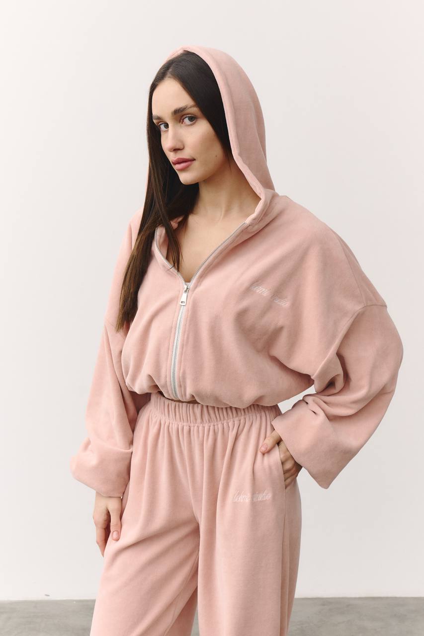 Костюм велюровий пудра
