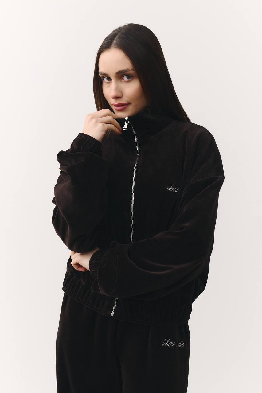 Костюм велюровий із подовженою кофтинкою шоколад