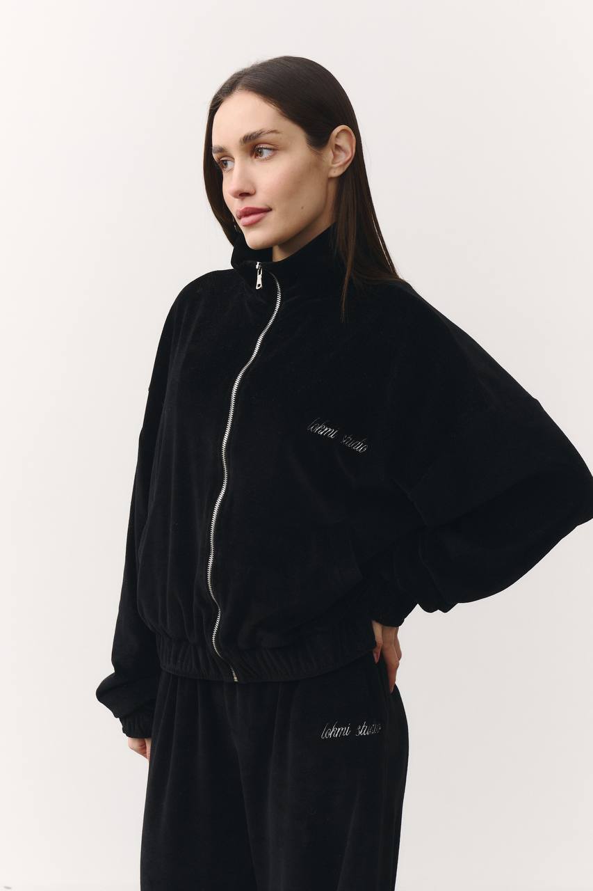 Костюм велюровий із подовженою кофтинкою чорний