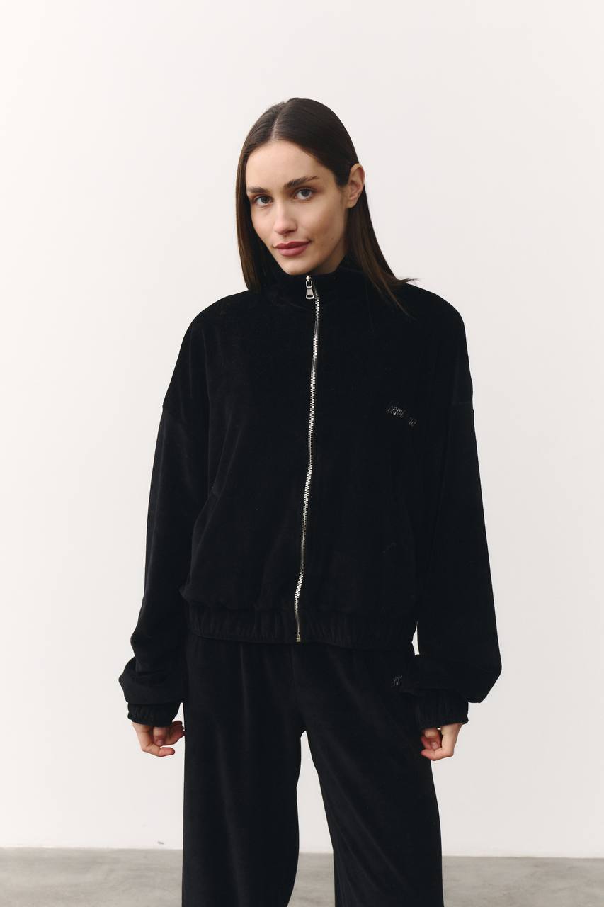 Костюм велюровий із подовженою кофтинкою чорний