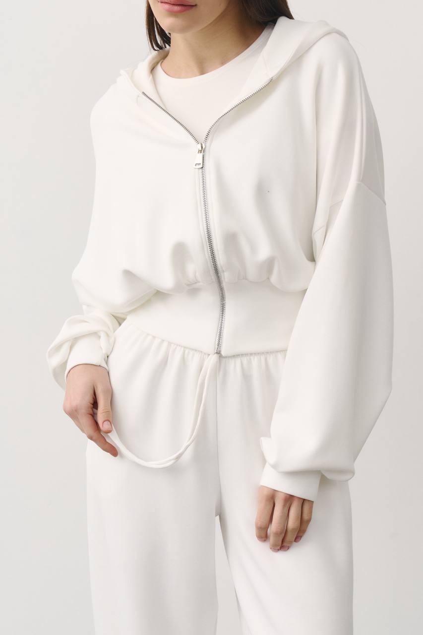 Костюм «soft touch» з приталеною кофтинкою молочний