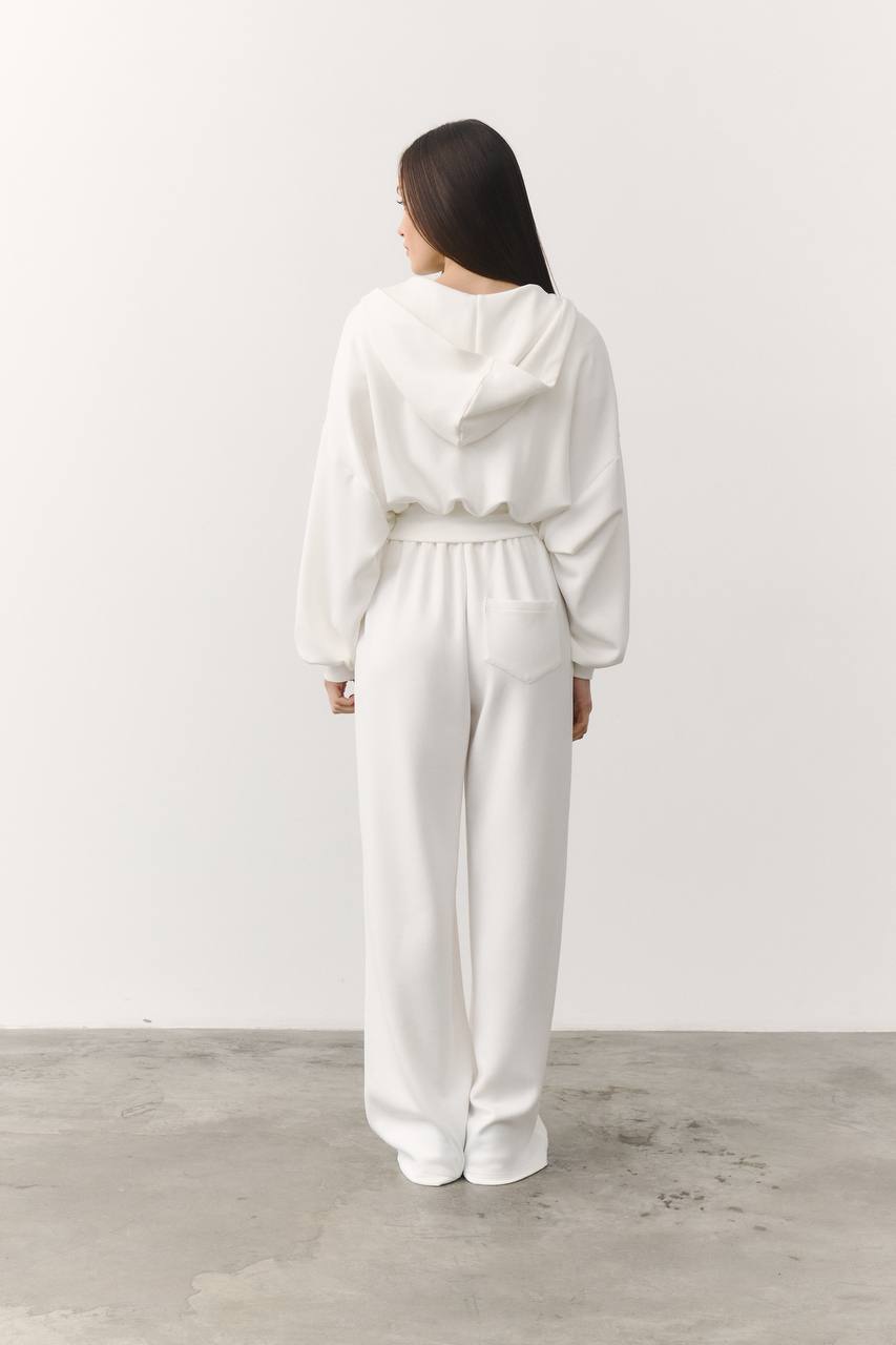 Костюм «soft touch» з приталеною кофтинкою молочний