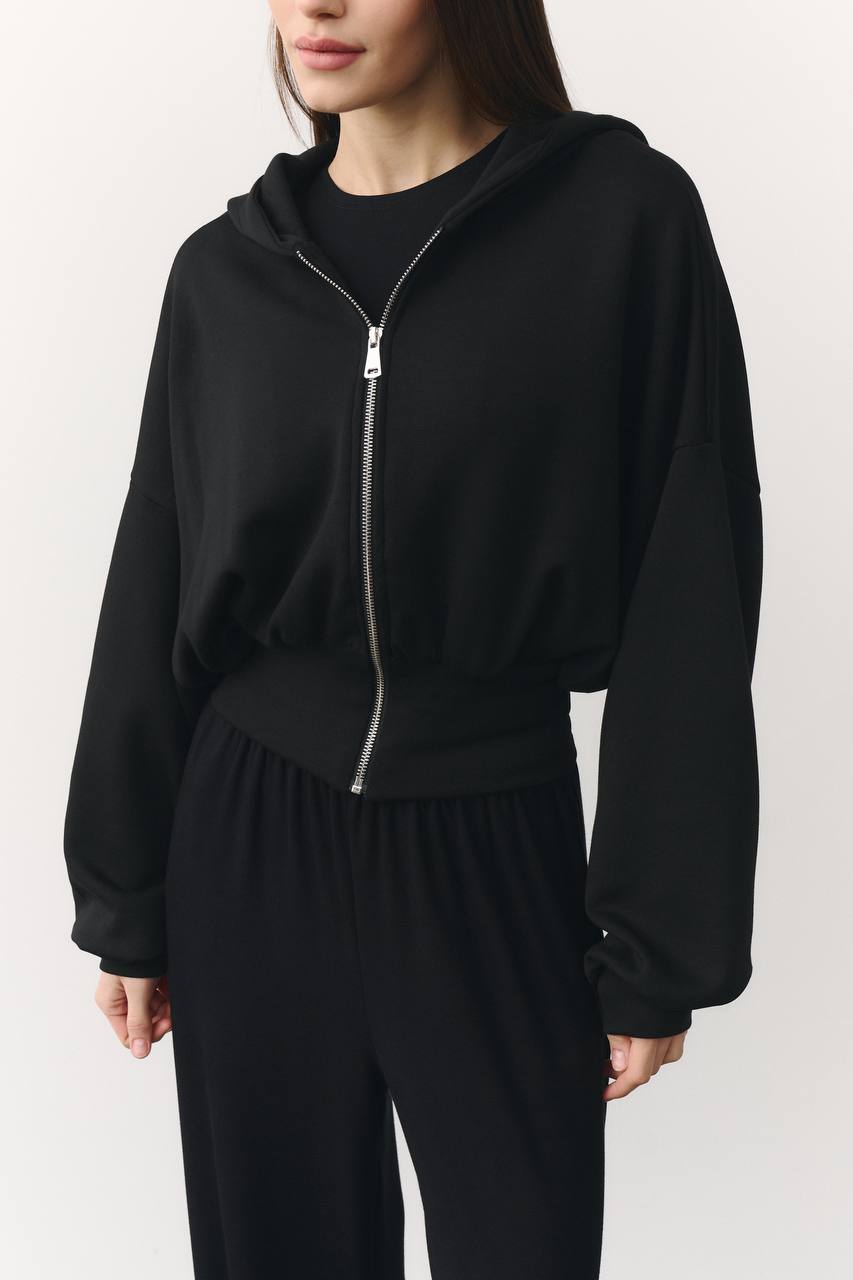 Костюм «soft touch» з приталеною кофтинкою чорний
