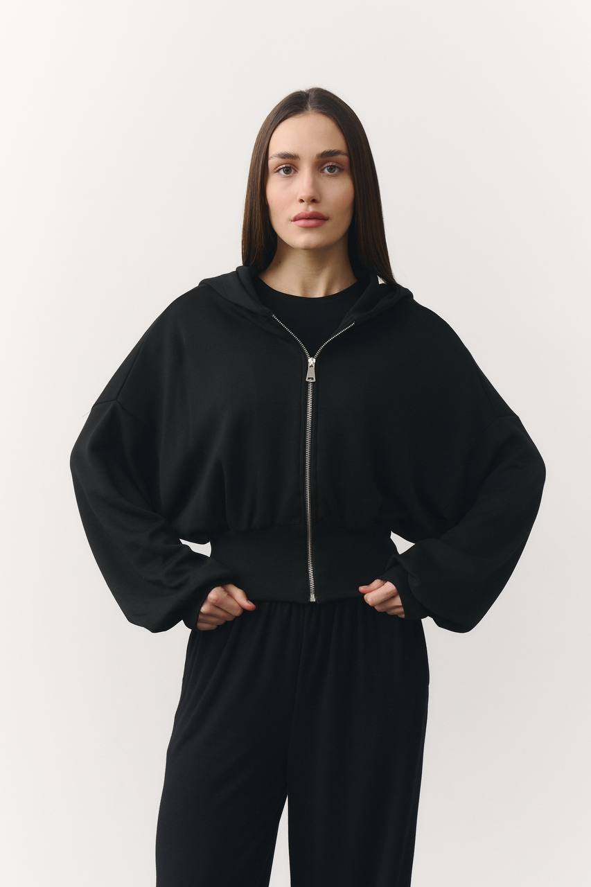 Костюм «soft touch» з приталеною кофтинкою чорний