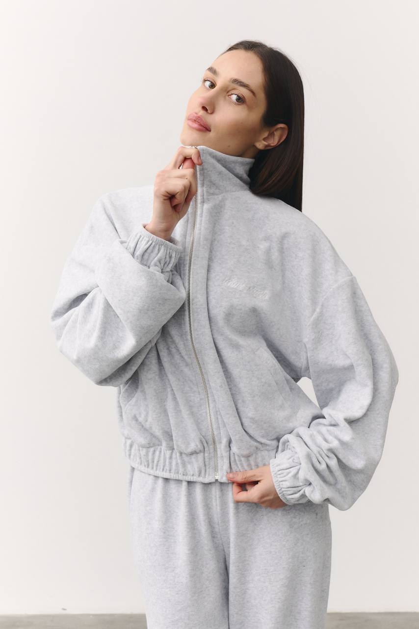 Костюм велюровий із подовженою кофтинкою меланж