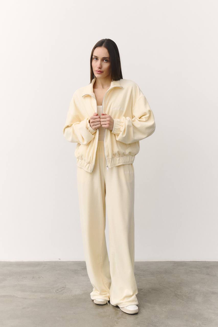 Костюм велюровий із подовженою кофтинкою вершкове масло