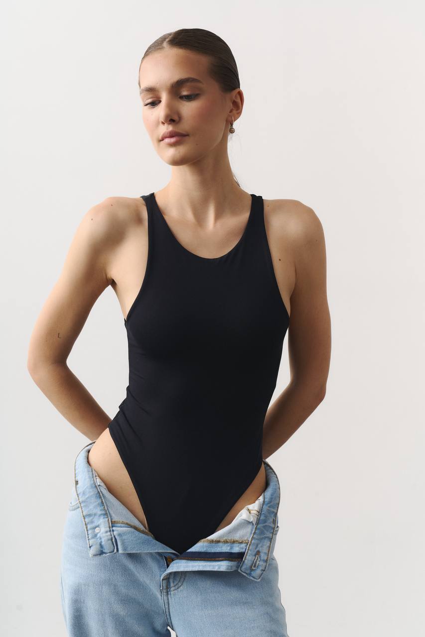 Боді high neck чорний