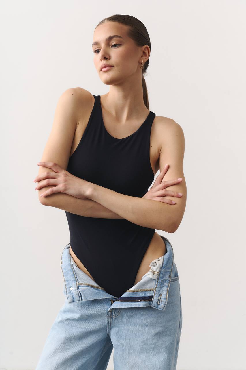 Боді high neck чорний
