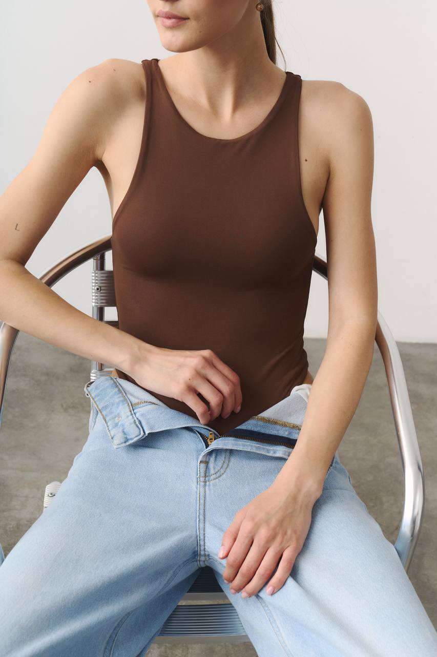 Боді high neck шоколад