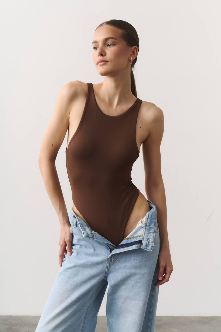 Боді high neck шоколад