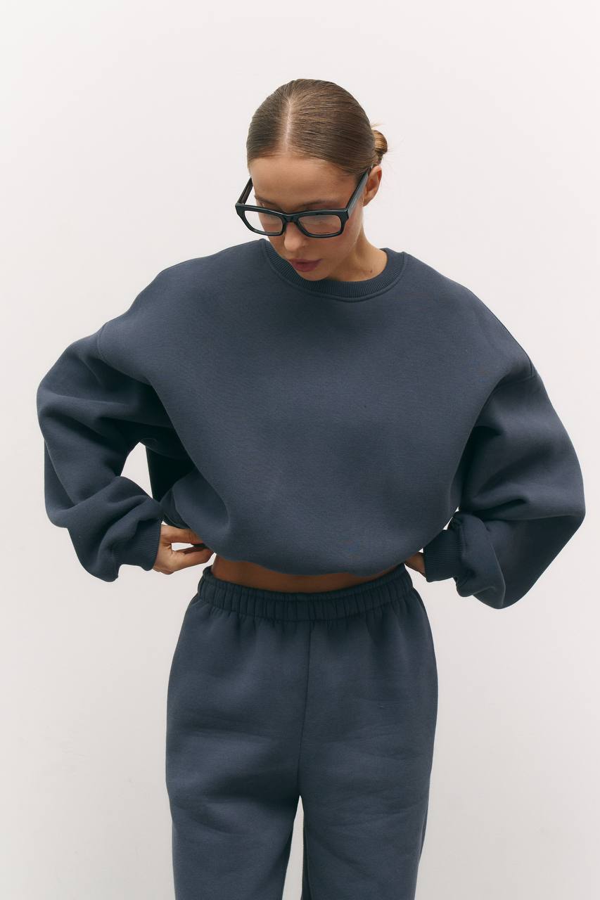 Світшот з утепленням темно-синій