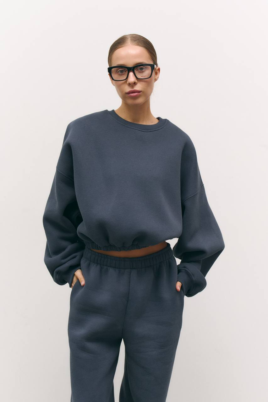 Світшот з утепленням темно-синій