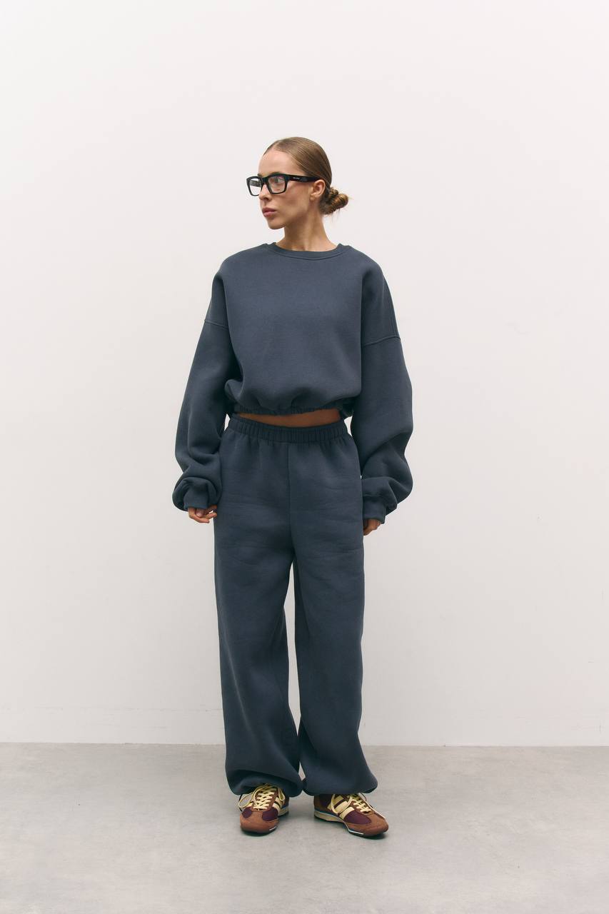 Світшот з утепленням темно-синій