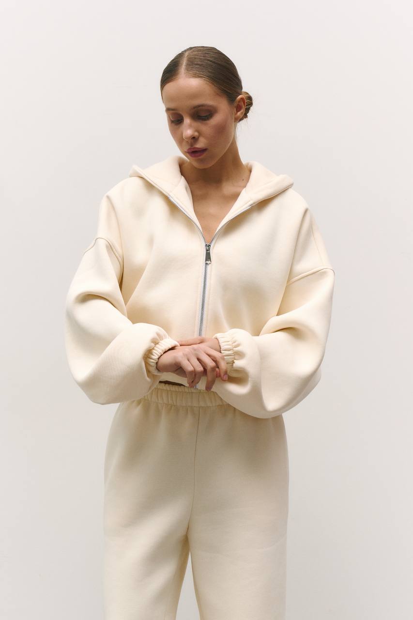 Зіп-худі на фіксаторах із утепленням вершкове масло