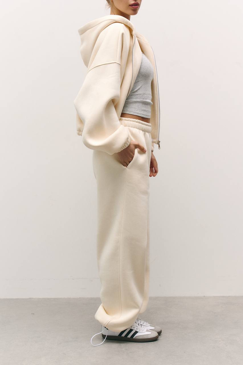 Зіп-худі на фіксаторах із утепленням вершкове масло