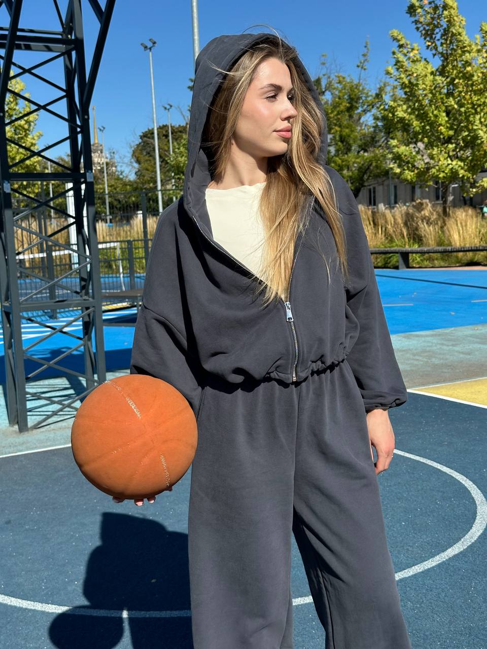 Зіп-худі на завʼязках темно-синій