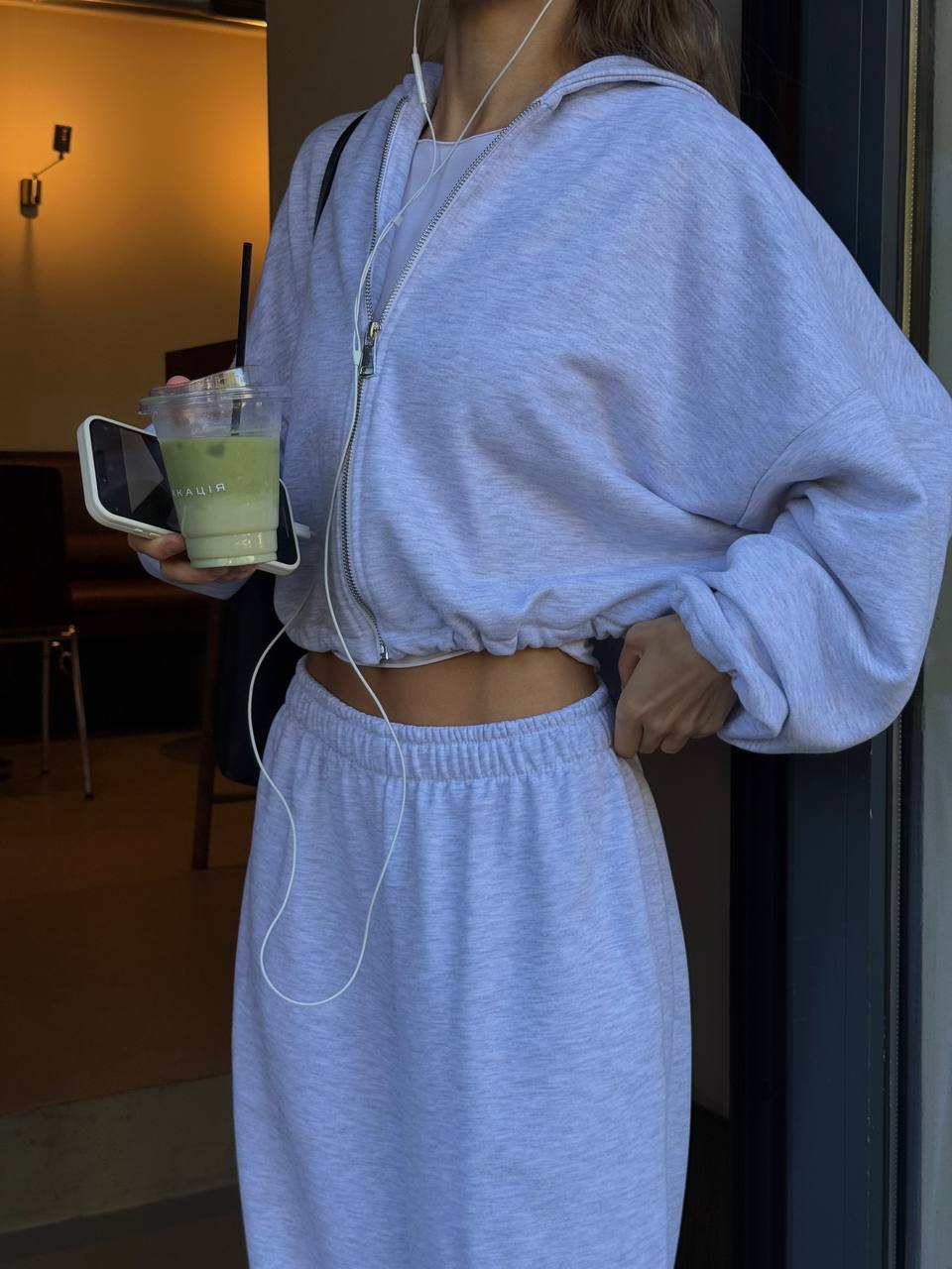 Зіп-худі на завʼязках меланж