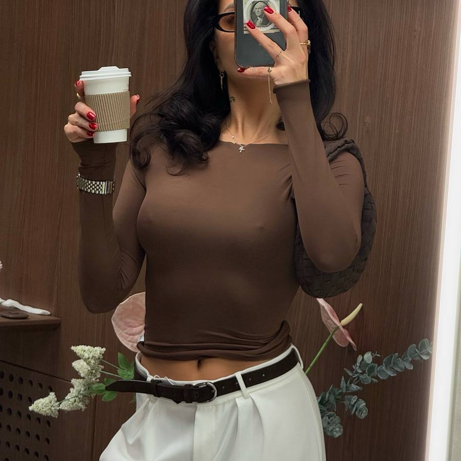 Лонгслів з ефектом “second skin” шоколад