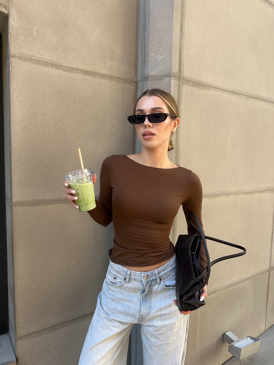 Лонгслів з ефектом “second skin” шоколад