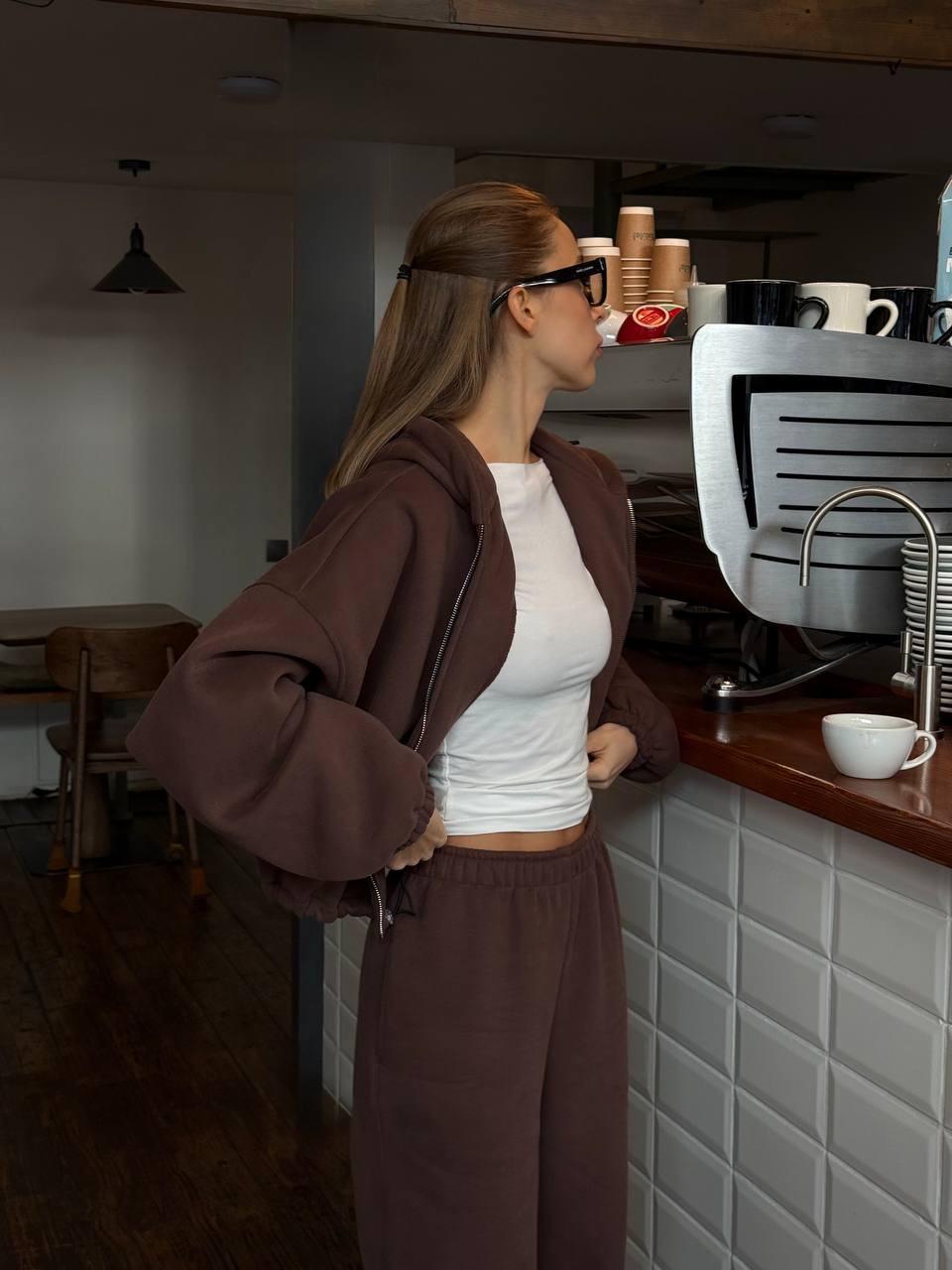 Штани з утепленням (на фіксаторах) шоколад