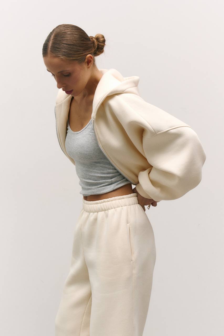 Костюм з утепленням із приталеною резинкою вершкове масло