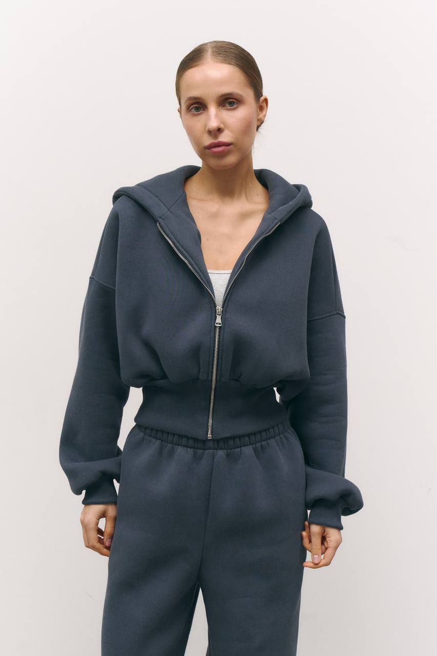 Костюм з утепленням із приталеною резинкою темно-синій