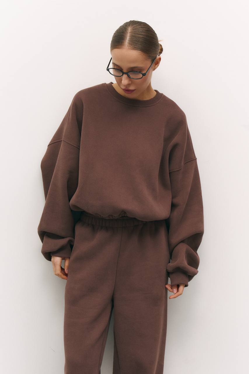 Костюм з утепленням із світшотом шоколад