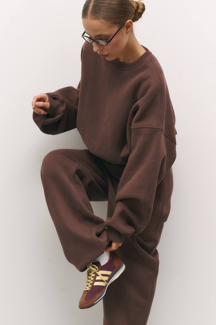 Костюм з утепленням із світшотом шоколад