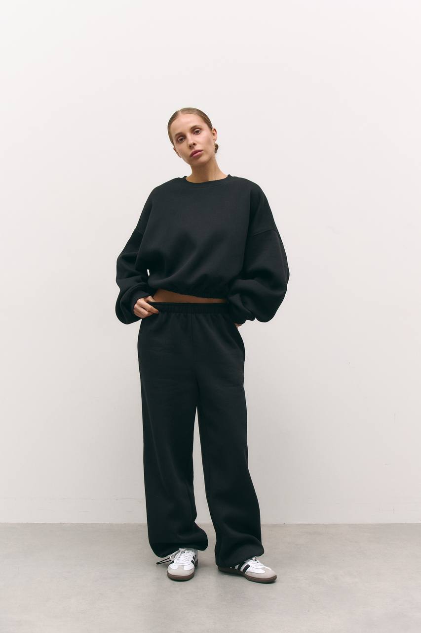 Костюм з утепленням із світшотом чорний