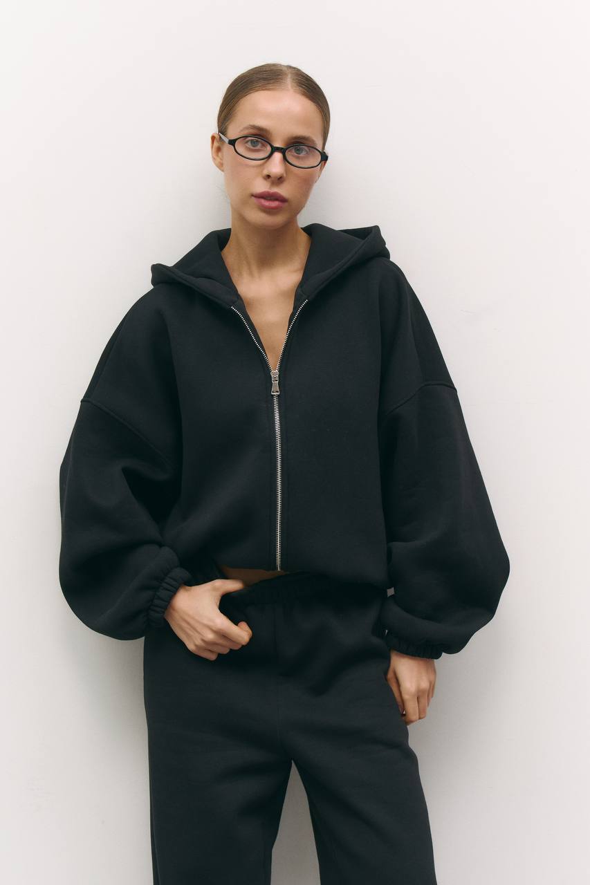 Зіп-худі на фіксаторах із утепленням чорний