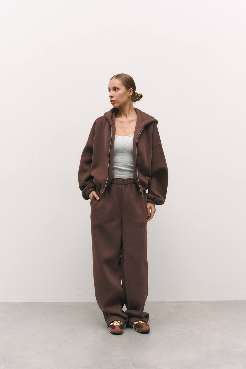 Зіп-худі на фіксаторах із утепленням шоколад