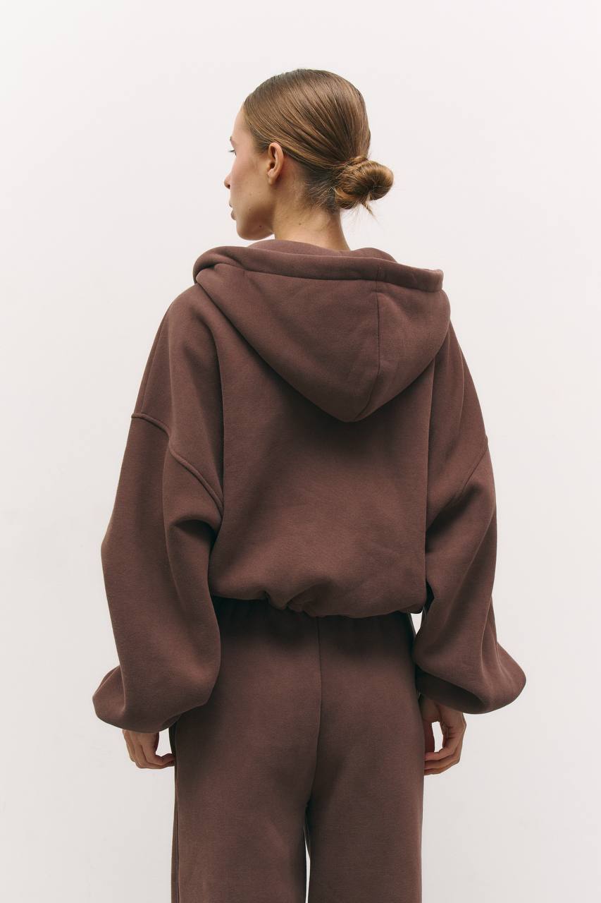 Зіп-худі на фіксаторах із утепленням шоколад