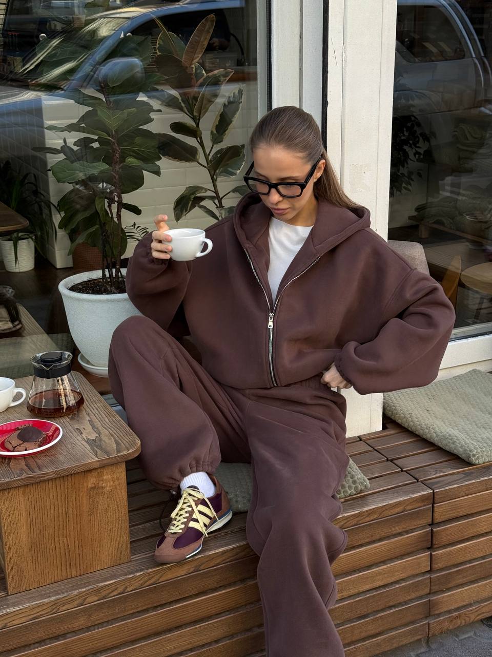 Зіп-худі на фіксаторах із утепленням шоколад